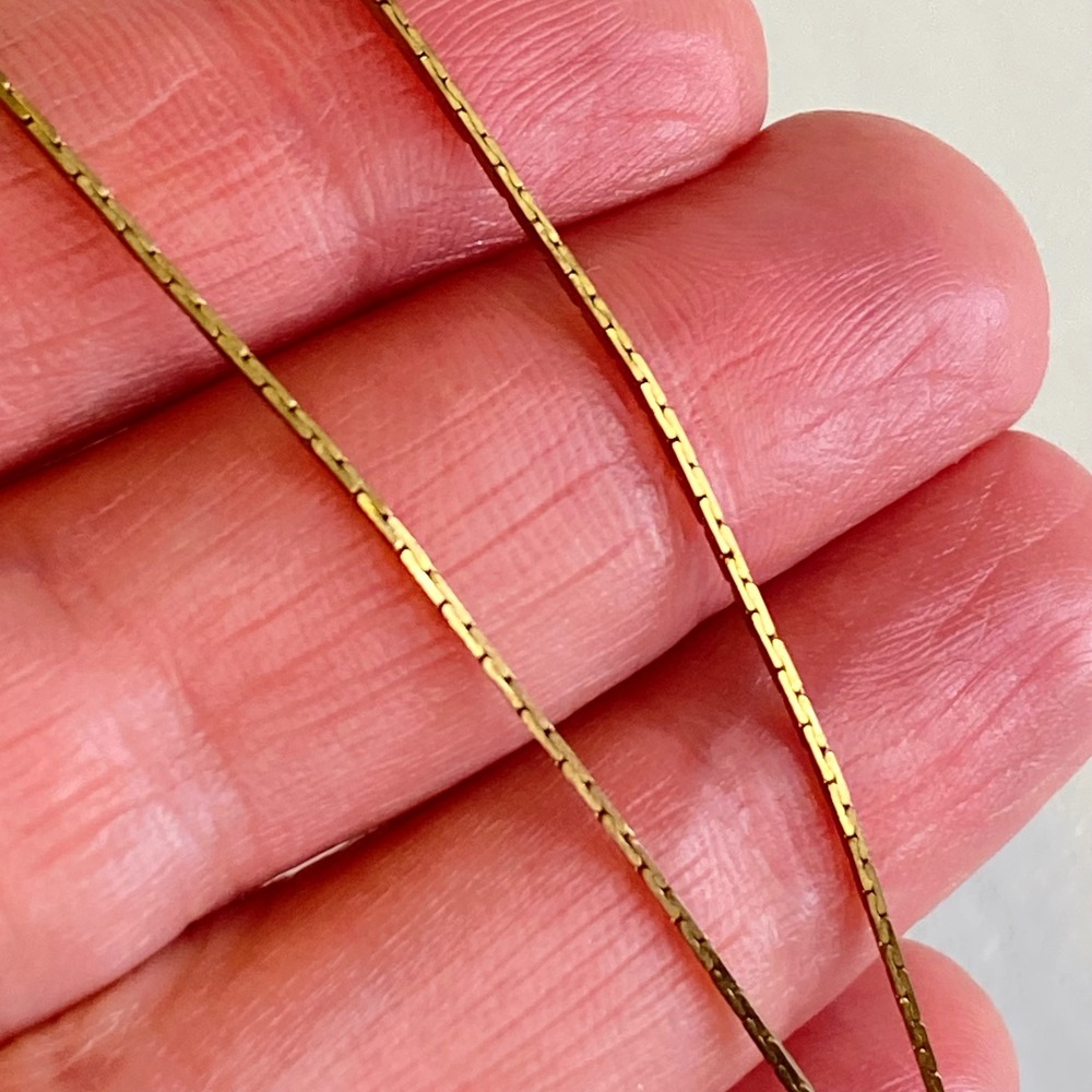 Vintage Gold Tone Slide Lariat Necklace Adjustable Dainty Snake Chain Teardrop - Picture 6 of 8